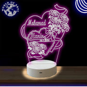 Flowers and hearts 3D led lamp