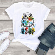 colorful dream catcher owl T-shirt
